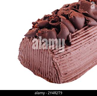 Chocolate cake roll with cocoa filling Stock Photo