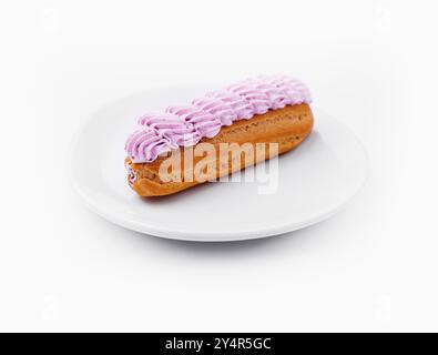 Fresh tasty eclairs isoalted on white background Stock Photo