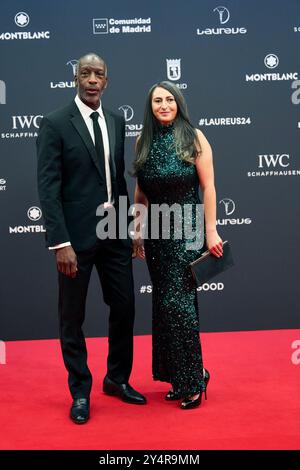 Michael Johnson, Armine Shamiryan attends Laureus World Sports Awards Madrid 2024 - Red Carpet at Palacio de Cibeles on April 22, 2024 in Madrid, Spain. Stock Photo