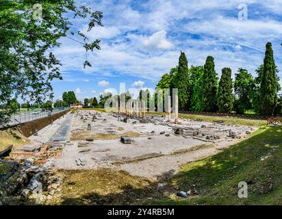 AQUILEIA, ITALY – JUNE 2, 2024: Roman Forum of Aquileia. The ruins of this ancient public square were once the center of political and commercial life Stock Photo