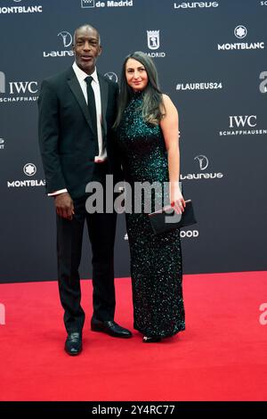 Michael Johnson, Armine Shamiryan attends Laureus World Sports Awards Madrid 2024 - Red Carpet at Palacio de Cibeles on April 22, 2024 in Madrid, Spain. Stock Photo