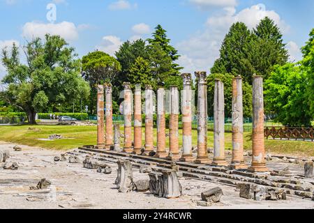 AQUILEIA, ITALY – JUNE 2, 2024: Roman Forum of Aquileia. The ruins of this ancient public square were once the center of political and commercial life Stock Photo