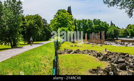 AQUILEIA, ITALY – JUNE 2, 2024: Roman Forum of Aquileia. The ruins of this ancient public square were once the center of political and commercial life Stock Photo