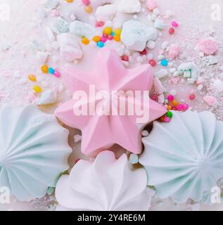 Traditional Easter cakes with meringue close up Stock Photo