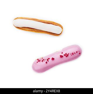 two eclairs isolated on white background Stock Photo