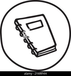 Doodle book or notebook icon, handdrawn with pen Stock Vector