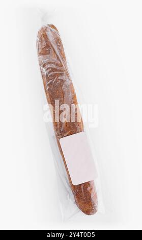 Blank bread in transparent cellophane pack mockup, no gravity, 3d ...