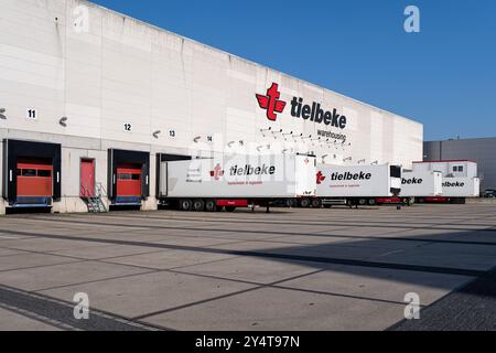 Tielbeke semi-trailers at warehouse in Zwolle, Netherlands Stock Photo