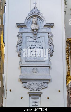 Pillar containing Chopin's heart in Holy Cross Church in Wrsaw, Poland, Europe Stock Photo