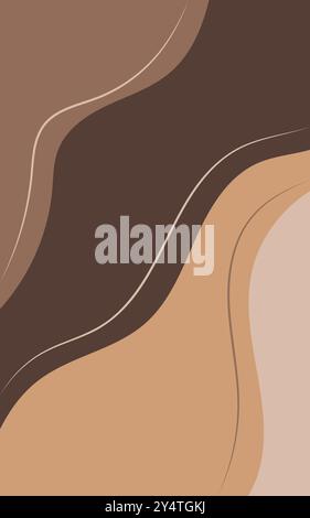 Abstract background with brown and beige curved lines, suitable for modern designs, presentations, advertising, and digital art projects. Stock Vector