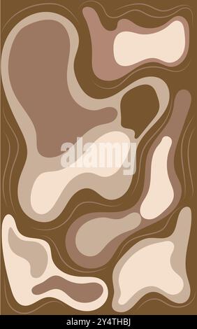 Abstract background with brown and beige wavy shapes suitable for graphic design, marketing materials, social media posts, web design. Stock Vector