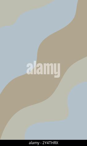 Abstract background with wavy shapes in shades of brown and blue, perfect for modern designs, backgrounds, or artistic projects. Stock Vector