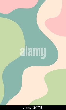 Abstract background with pink, cream, and green shapes. Suitable for nature themed designs, feminine branding, and creative projects needing a soft Stock Vector