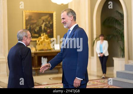 King Felipe VI of Spain and Florentino Perez during the audience to ...