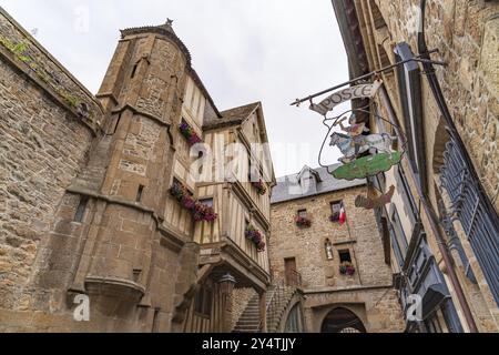 Street view of Mont Saint Michel, an UNESCO island in Normandy, France, Europe Stock Photo