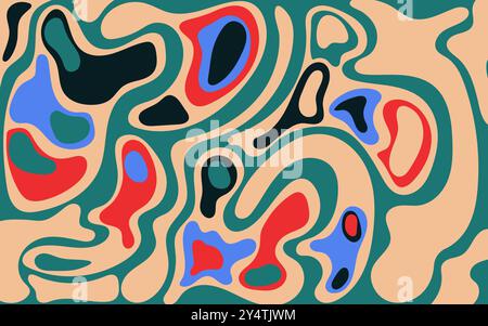 Abstract colorful design with fluid lines and shapes perfect for digital backgrounds, posters, covers, presentations, and artistic projects. Stock Vector