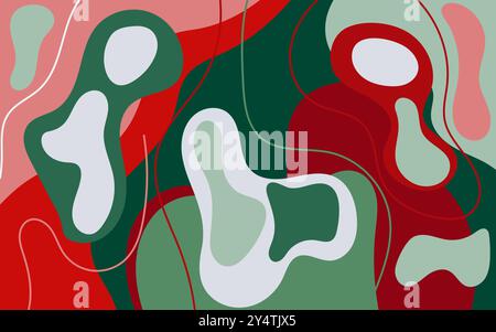Abstract shapes in red, green, and blue lines create a vibrant background perfect for modern designs and artistic projects. Bold and colorful graphic Stock Vector