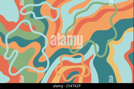 Abstract background with colorful wavy lines suitable for graphic design projects, web banners, presentations, and artistic illustrations. Stock Vector