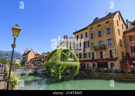 View of Thiou river and the old city of Annecy, the largest city of Haute-Savoie department in France Stock Photo