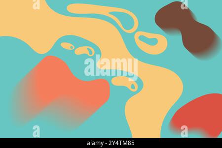 Abstract blue, yellow, and orange organic shapes background. Suitable for web banners, social media posts, and packaging design projects. Stock Vector