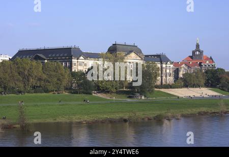 A front view of the wonderful neo-roman Treasury of Dresden, Germany, shot in 2014, Europe Stock Photo