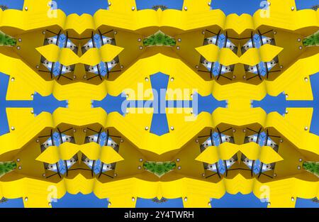 London, UK. Seamless repeating graphic pattern made from digital reflections of the Yellow concrete staircase at the Queen Elizabeth Hall, Southbank C Stock Photo