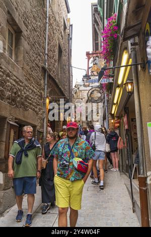 Street view of Mont Saint Michel, an UNESCO island in Normandy, France, Europe Stock Photo