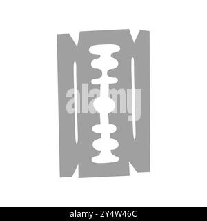 Illustration of a classic double edged razor blade in a simple gray silhouette style. Stock Vector
