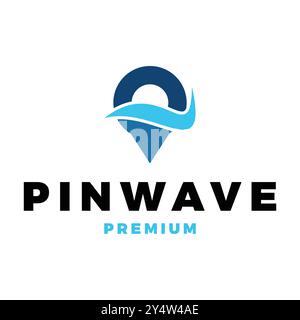 Pin Water Wave Icon Vector Logo Template Illustration Design Stock Vector