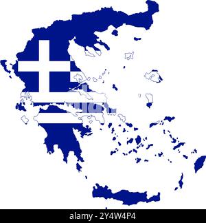 Greece flag map contour vector illustration Stock Vector