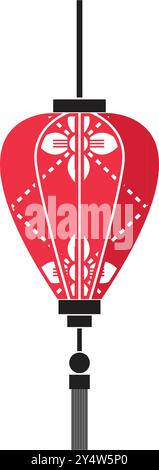 Red Chinese lantern in flat design vector Stock Vector