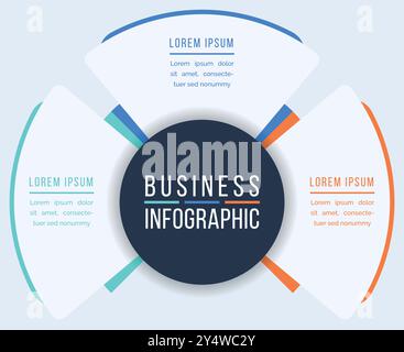 Business Infographic design 3 steps, objects, elements or options infographic business template Stock Vector