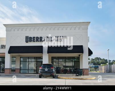 Houston, Texas USA 06-23-2024: Uberrito Mexican restaurant business exterior. Stock Photo