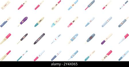 Various pregnancy test kits showing positive and negative results, ideal for illustrating family planning or healthcare topics Stock Vector