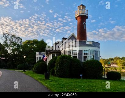 Turtle Rock Lighthouse marks the end of Boathouse Row along the Schuylkill River. Stock Photo