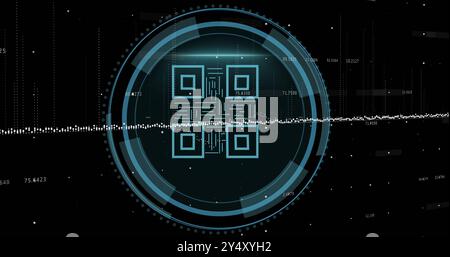 Image of qr code and scope scanning over data processing Stock Photo