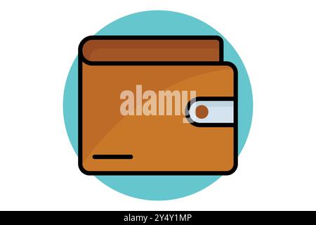 Wallet colored outline icon. icon related to bill and payment. business elements vector illustration Stock Vector