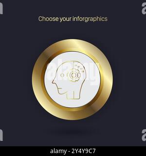 Luxury circles options infographic design, vector illustration. Golden and premium charts for business and finance concepts Stock Vector