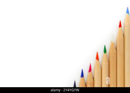 Coloring pencils on white background with copy space Stock Photo