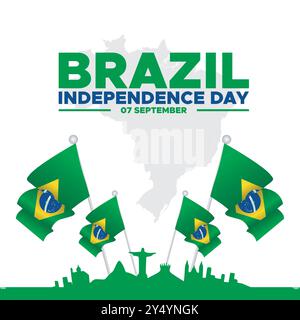 Brazil Independence day ,7 September, Brazil Independence day held on 7 September, greeting card, social media post design template,Brazil Independenc Stock Vector