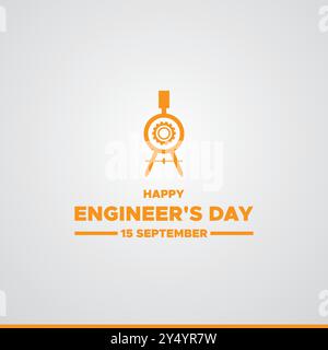 happy Engineer's Day, 15 September, post, poster, banner, ads, reel, flyer design for Engineer's Day. stock illustration, vector file. Stock Vector