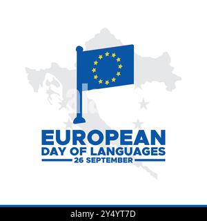 European Day of Languages,  26 September, banner, ads, post design, vector illustration, stock image, eps file. Stock Vector