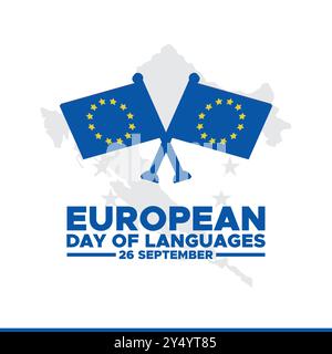 European Day of Languages,  26 September, banner, ads, post design, vector illustration, stock image, eps file. Stock Vector