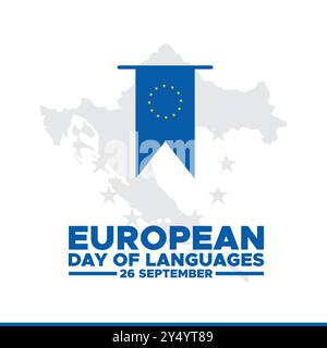 European Day of Languages,  26 September, banner, ads, post design, vector illustration, stock image, eps file. Stock Vector