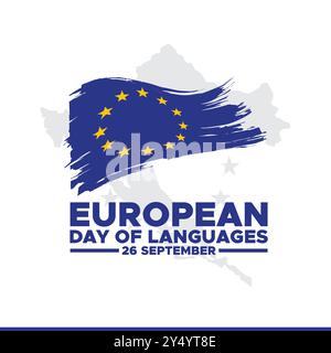 European Day of Languages,  26 September, banner, ads, post design, vector illustration, stock image, eps file. Stock Vector