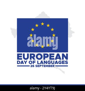 European Day of Languages,  26 September, banner, ads, post design, vector illustration, stock image, eps file. Stock Vector