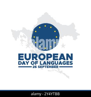 European Day of Languages,  26 September, banner, ads, post design, vector illustration, stock image, eps file. Stock Vector