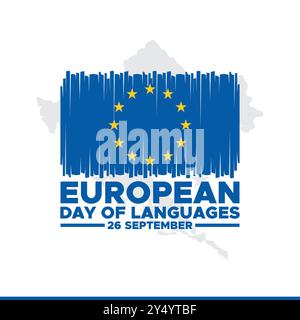 European Day of Languages,  26 September, banner, ads, post design, vector illustration, stock image, eps file. Stock Vector