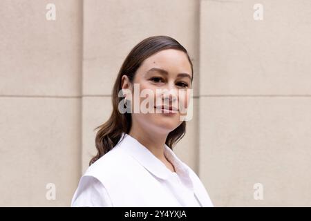 Aida Folch Poses portrait session during the promotion of Isla Perdida (Haunted Heart), at on July 19, 2024 in Madrid, Spain. Stock Photo