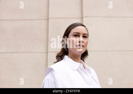 Aida Folch Poses portrait session during the promotion of Isla Perdida (Haunted Heart), at on July 19, 2024 in Madrid, Spain. Stock Photo